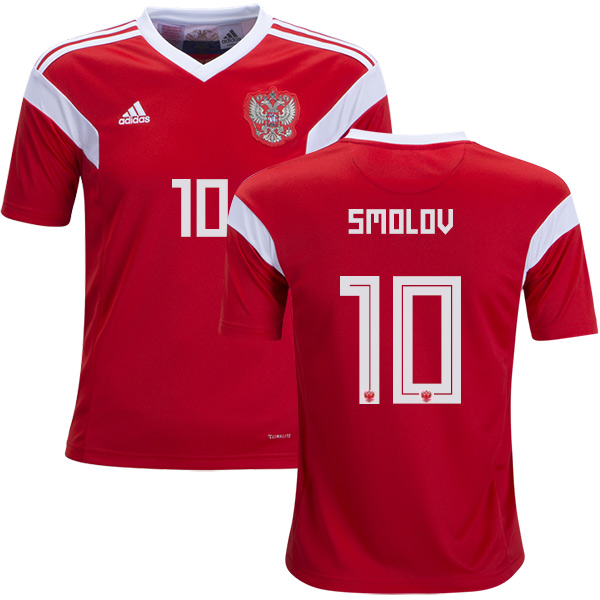 Russia #10 Smolov Home Kid Soccer Country Jersey - Click Image to Close